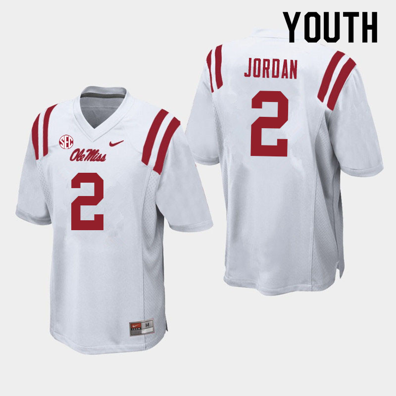 Youth #2 Jalen Jordan Ole Miss Rebels College Football Jerseys Sale-White